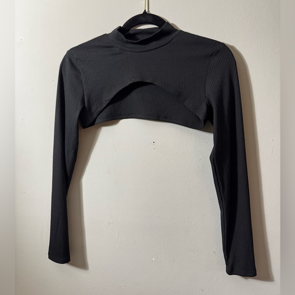 No Boundaries Black Ribbed Long-Sleeve Crop Top